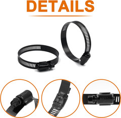 4pcs 4 Inch Stainless Steel Adjustable 78-102mm Size Range Worm Gear Hose Clamp,
