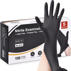 Nitrile Exam Gloves, 4 Mil Black Gloves Disposable Latex Free Powder Free, Food