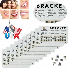 10 Packs Dental Orthodontic Bracket Braces Standard Roth 022″ 3 Hooks USA