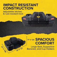 Black Boar ATV Rear Storage Box & Lounger, Seat with Increased Durability, 66014