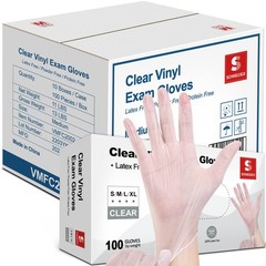Schneider Clear Vinyl Exam Gloves, 4mil, XL 1000ct Case, LatexFree, Disposabl…