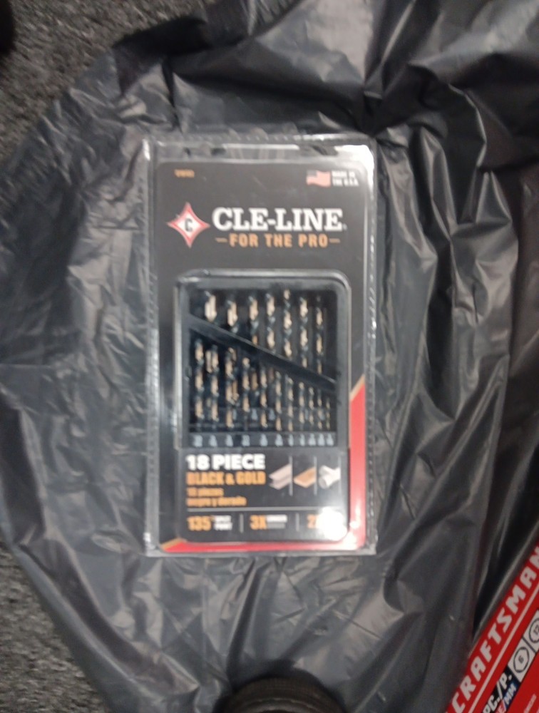 Cle-Line 18 Piece Black & Gold Drill Bit Set C18132 135 Split Point New