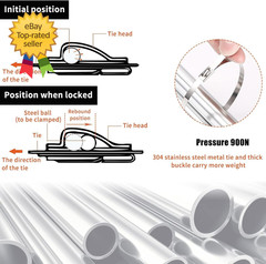 Metal Cable Tie Gun Kit with 100 Stainless Steel Cable Ties Zip Tie Tool Set 80C