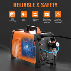 HITBOX 6in1 200A Aluminum Gas Gasless MIG TIG Stick Plasma Cutter Welder+Helmet