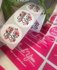 150 pcs Thank You Business Cards, Thank You Stickers, Hot Pink, Floral