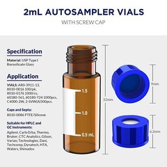 2mL Autosampler Amber Vial Pre-slit Cap PTFE Silicone Septa Fit LC Sampler