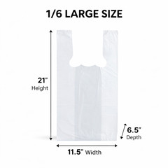 Bags 1/6 Large 21 x 6.5 x 11.5 White T-Shirt Plastic Grocery Shopping Bags F&S