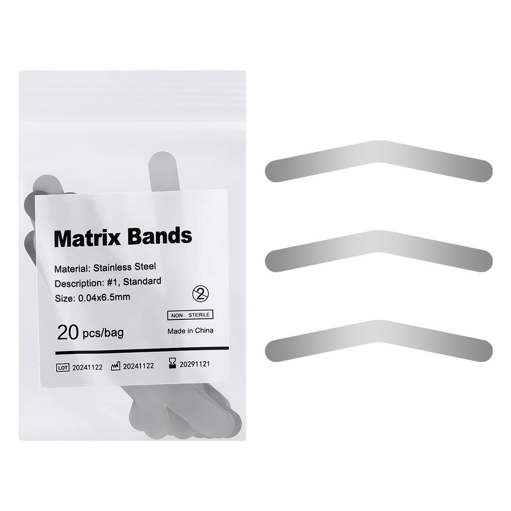 Stainless Steel Matrix Bands 20pcs Large Increased Curvature For Dental Restorat