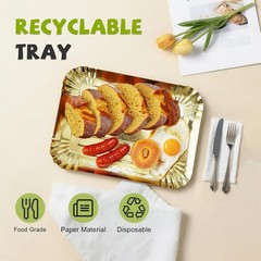 10 PCS Gold Rectangle Trays, Heavy Duty Disposable Paper Cardboard for Platters,