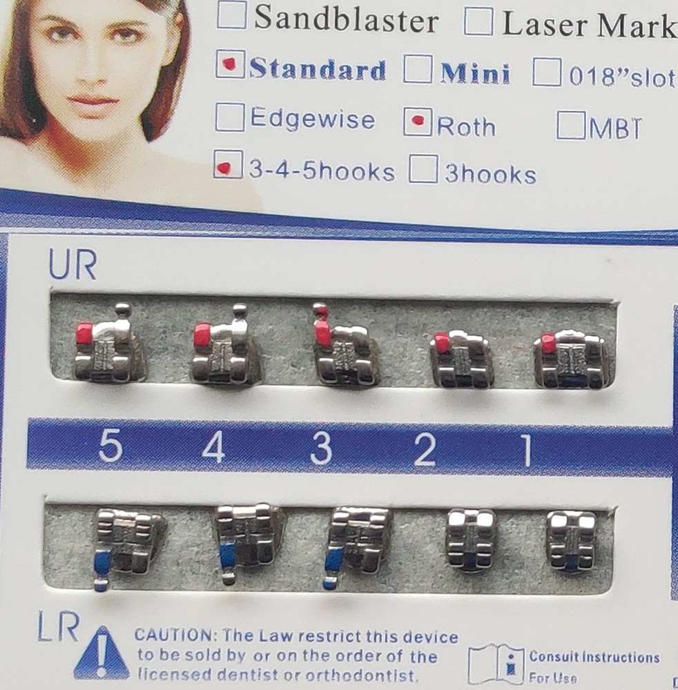 10 Packs Dental Orthodontic Brackets Braces Standard Roth.022 Hooks 3-4-5 FDA