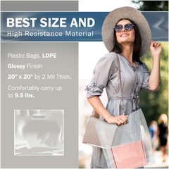 20×20 Clear Plastic Merchandise Bags, Glossy Finish, Extra Large Retail Size,…