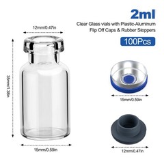 2mL Glass Vials Headspace GC Sample Vials w/ 13mm Caps 100/200/500/1000 Pack