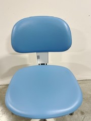 Adec 521 Doctors Stool S/n A12199. NEW Ultra Leather Upholstery Lt Blue