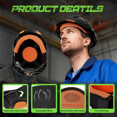 Hard Hat Sweatband and Top Pad – 1 Set Washable Hard Hat Sweat Bands with Helmet