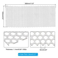 11.8″ x 5.9″ Perforated Metal Sheets, 19Ga 0.24″ Hexagonal Hole 304 Stainless…