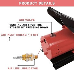 Air Hydraulic Foot Pump: 10,000 PSI, 0.45 Gal, 3/8″NPT Out, 1/4″In Lubricator