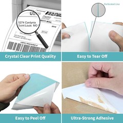 500Labels 4×6 Fanfold Perforated Direct Thermal Shipping Labels for Zebra Rollo
