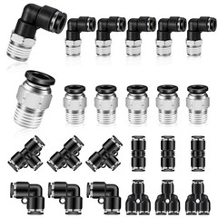 24 PCS 1/4 Push To Connect Fittings 1/4 Inch Tube OD x 1/2 Inch NPT Thread