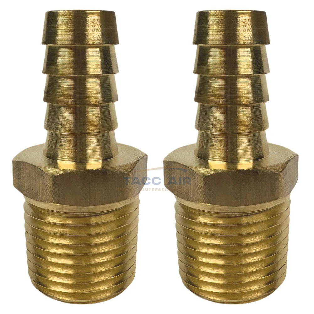 2 Pack 1/2″ ID Hose Barb x 1/2″ Male NPT Pipe Thread Brass Straight End Fitting