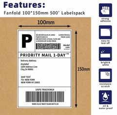 4×6 Fanfold Direct Thermal Shipping Labels for Zebra and Rollo 500 PCS