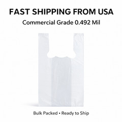 Bags 1/6 Large 21 x 6.5 x 11.5 White T-Shirt Plastic Grocery Shopping Bags F&S