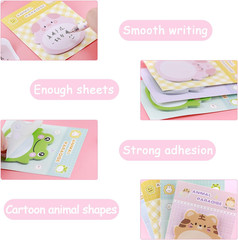 16 Packs Cartoon Animal, Self-Stick Note Pad Set, Cute Sticky Labels Shaped Mem
