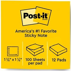 Post-it Mini Notes 1.5×2 in 12 Pads Bright Colors
