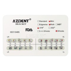 AZDENT Dental Ortho Bracket Braces Mini Roth.022 Hook 345/Arch Wire Nature Round