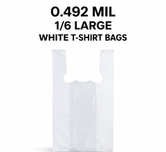 1/6 Large White T-Shirt Shopping Grocery Bags 21×6.5×11.5 0.492 Mil Bulk