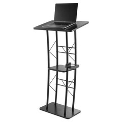 Uimoso Podium Stand 47 in Curved Metal Lectern Storage Shelf Classroom Wedding