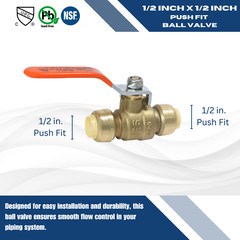 1 PIECE 1/2″ PUSH FIT BALL VALVE WITH REMOVING CLIP