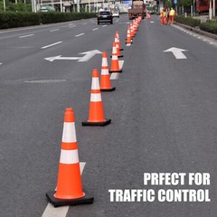 Orancl 12 – 36InchFlexible Black Base PVC Traffic Cone with Reflective Collar