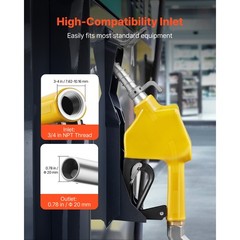 Uimoso 3/4 in NPT Automatic Fuel Nozzle 0.78 in Spout and Auto Shut-Off Feature