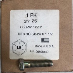 83824112ZY NF8 HC 3/8-24 x 1 1/2 BOLT PK of 25 PCS Made in USA