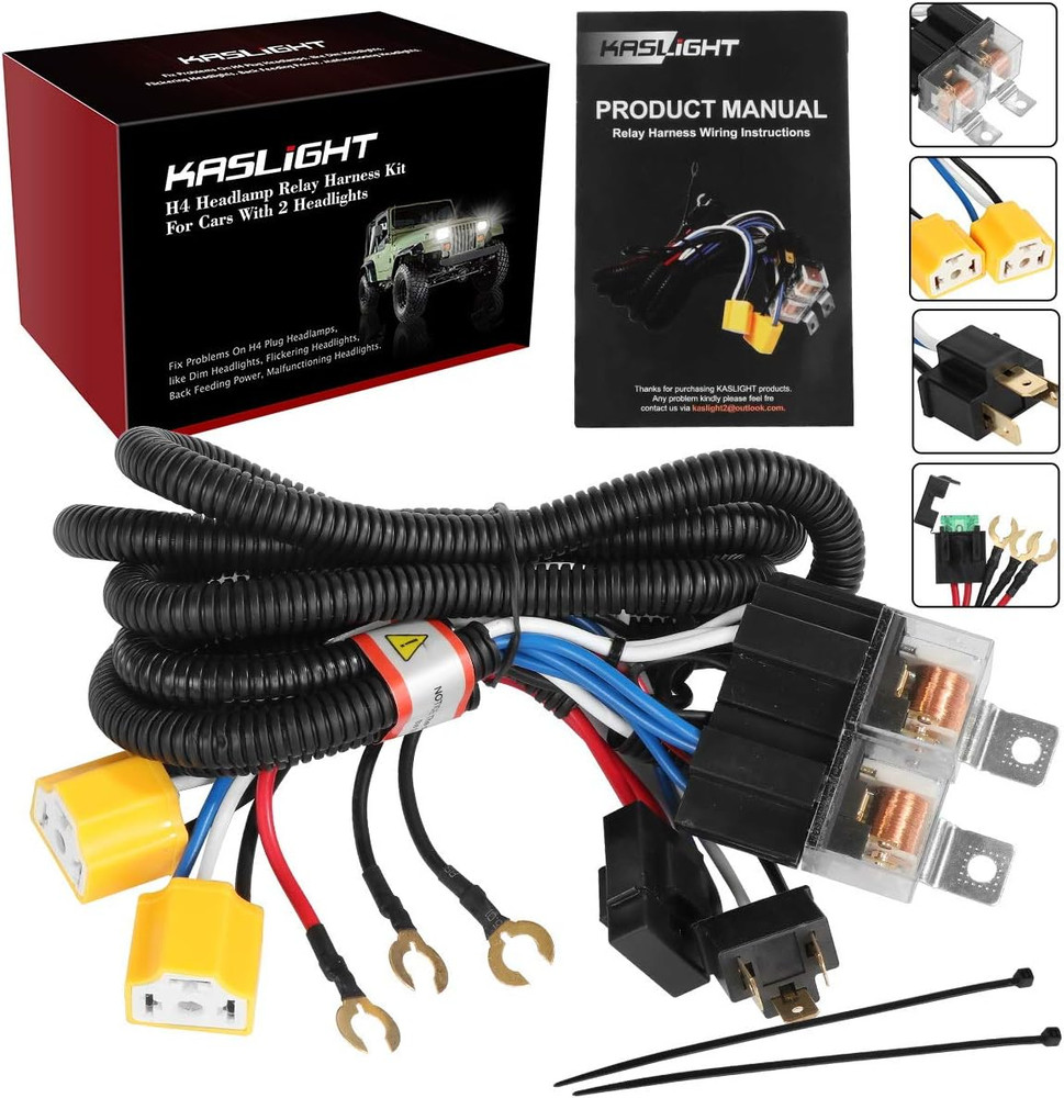 1Set 2 Headlight Wiring Harness H4 Relay Harness H6054 LED Headlight Connector S