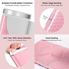 Poly Bubble Mailers 8.5×12 250pc Padded Envelope 8.5×11 Bubble Bag #2 Light Pink