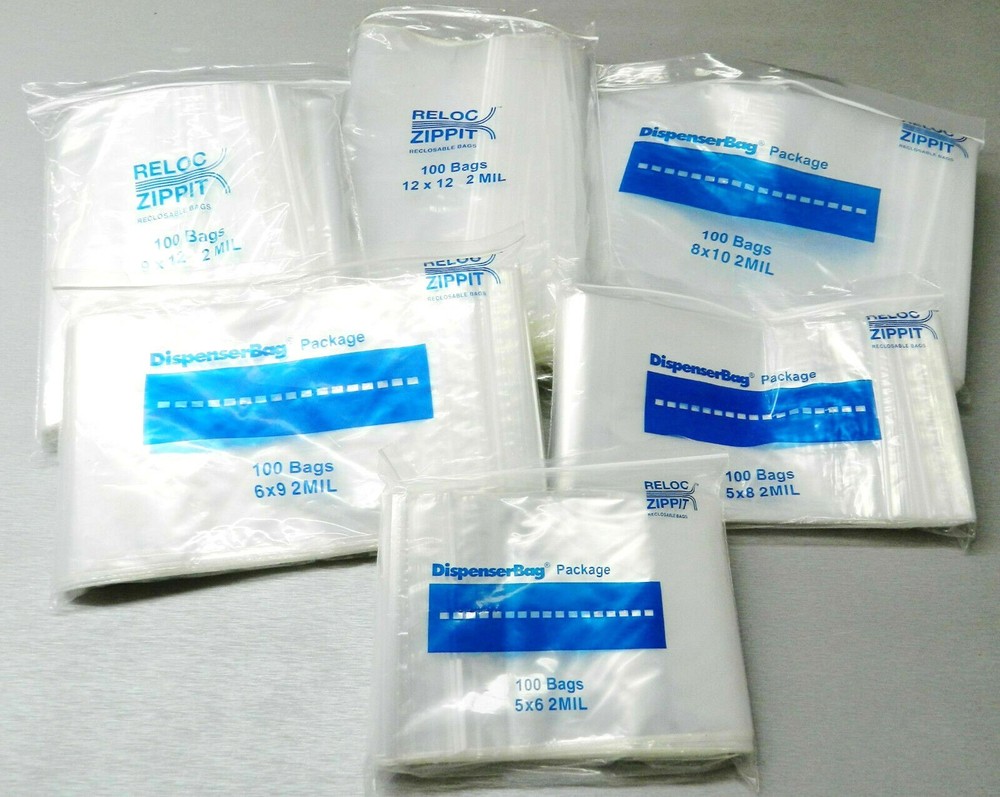Zippit Reloc Bags 2 mil 100 Pieces Bags Reclosable Hand Zipper Bags All Sizes