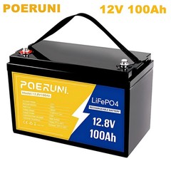 12V 100Ah LiFePO4 Lithium Battery Cycle Deep Built-in BMS for Solar RV Off-grid