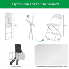 8 PCS Plastic Folding Chairs Stackable Wedding Party Camping Dining Seats Home