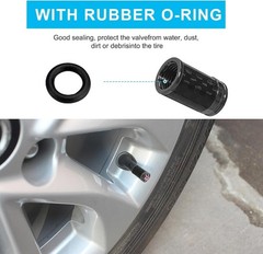 4 PCS Car Tire Valve Stem Caps, Leakproof Auto Rim W Size: UK FlagColor: Black