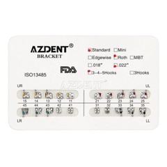 AZDENT Dental Orthodontic Brackets Braces Metal Standard Roth Slot.022 Hooks 345