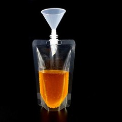 50 Clear Plastic Stand Up Drinking Pouches w/ Spout + Funnel – Various Sizes