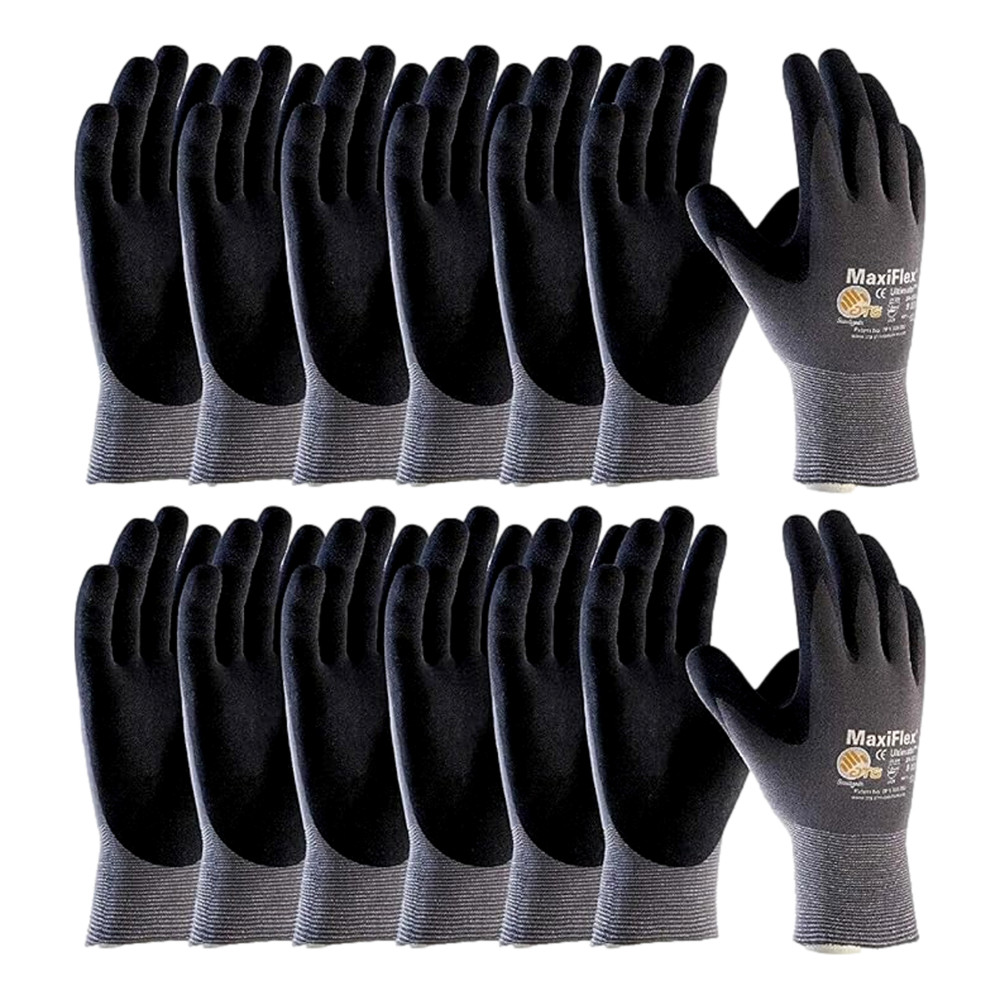 MaxiFlex 34-874 Ultimate Gloves Black Nylon/Nitrile – Pack of 12 Medium Work