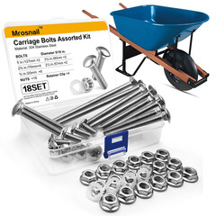 Stainless Steel Carriage Bolts Kit for Wheelbarrow Handles 18pc 5/16-18