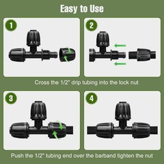 24 Pack 1/2 Inch Drip Irrigation Fittings Kits, 3/4″ to 1/2″ Adapter and Tee …