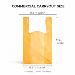 Orange Plastic T-Shirt Bags 1/6 Large 21 x 6.5 x 11.5 in 0.51 Mil