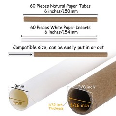Mason Bee Nesting Tube Refill Kit 6″ Replacement Paper & Cardboard Tubes 60 Sets