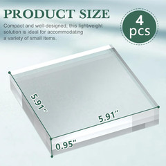 SAMYUCHO Acrylic Base Stand 4 Pack 6 X 6 X 1 Inch Acrylic Blocks for Display Tro