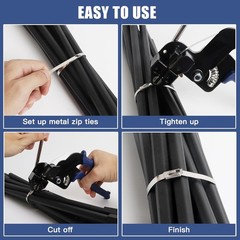 Stainless Steel Zip Ties Gun Kit,Heavy Duty Outdoor Fastening Cable Tie Tool Set