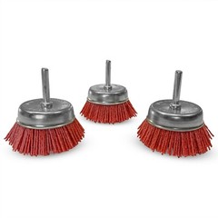 2″ Nylon End Cup Brush 1/4″ Shank Coarse 3 Pack Red Drill Brush Wire Abrasive